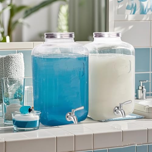 1 Gallon Glass Drink Dispenser with Stand, 2 Pack U526