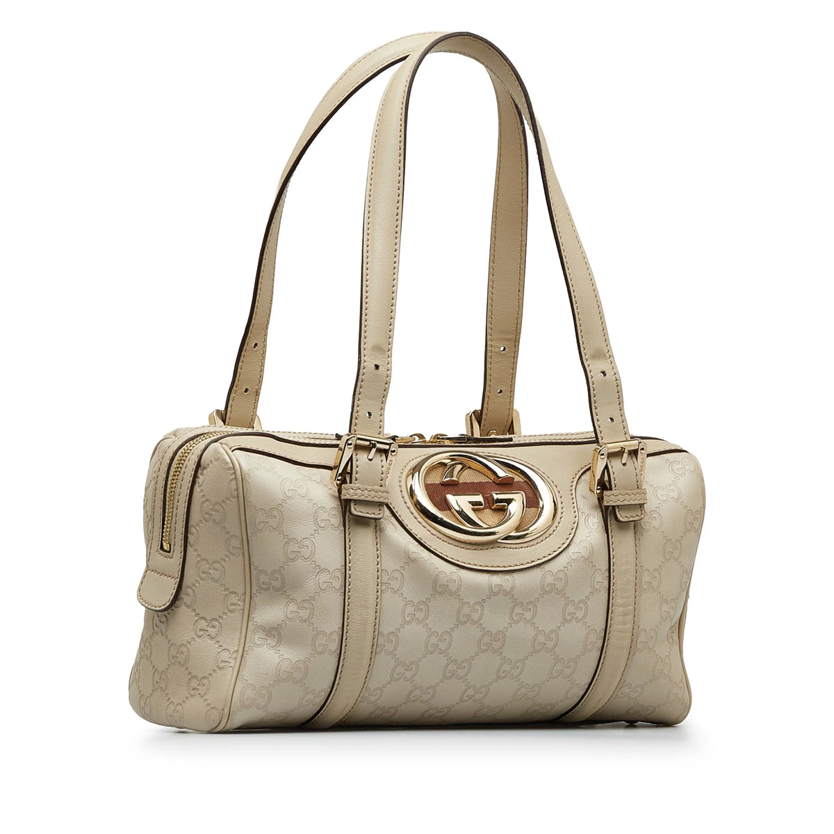White Calf Leather Boston Bag T50942