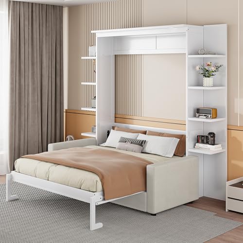 Queen Size Gray Murphy Bed with Sofa Cushion T77363