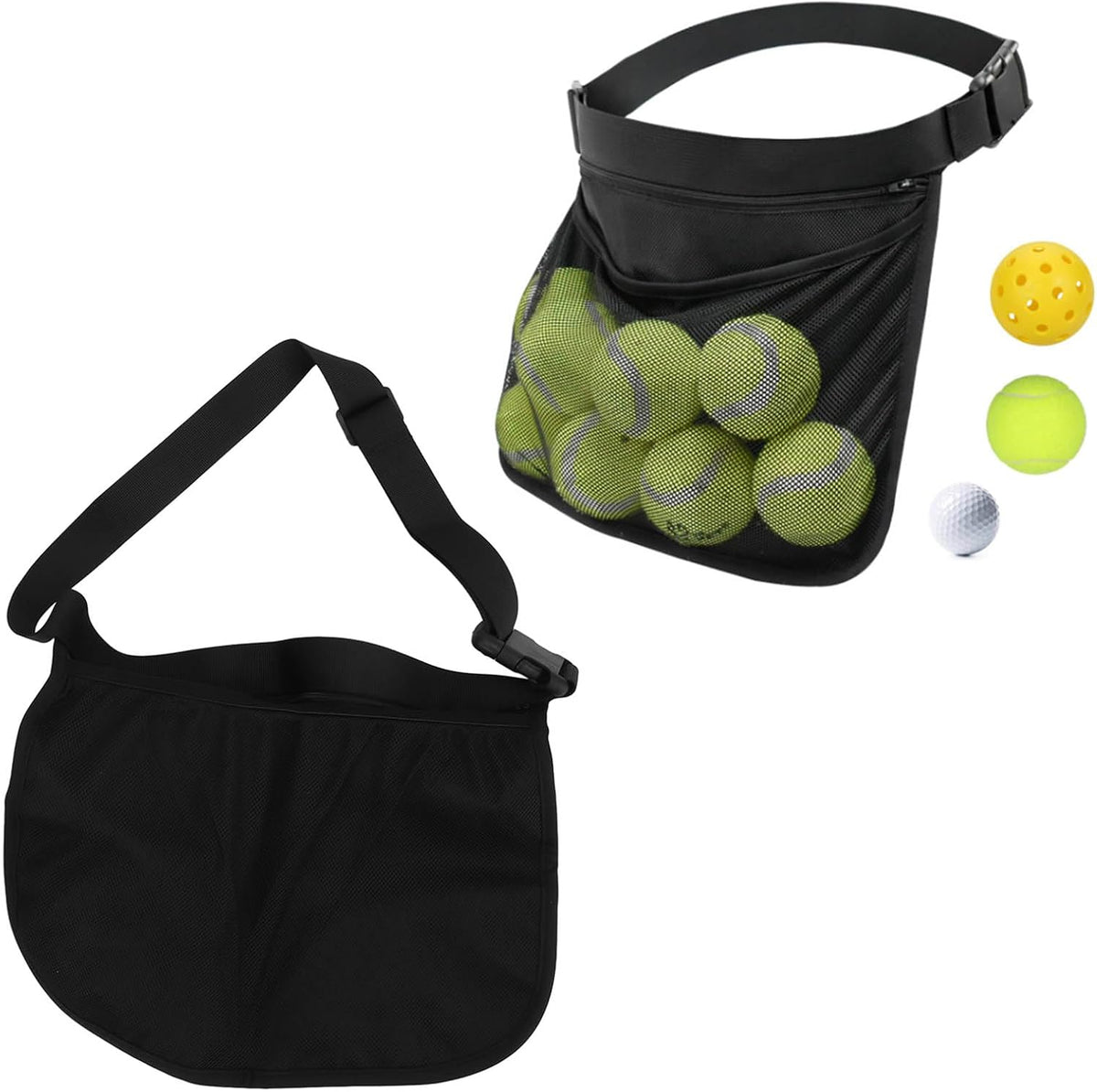 Black Oxford Cloth Waist Belt Bag Pouch U335440
