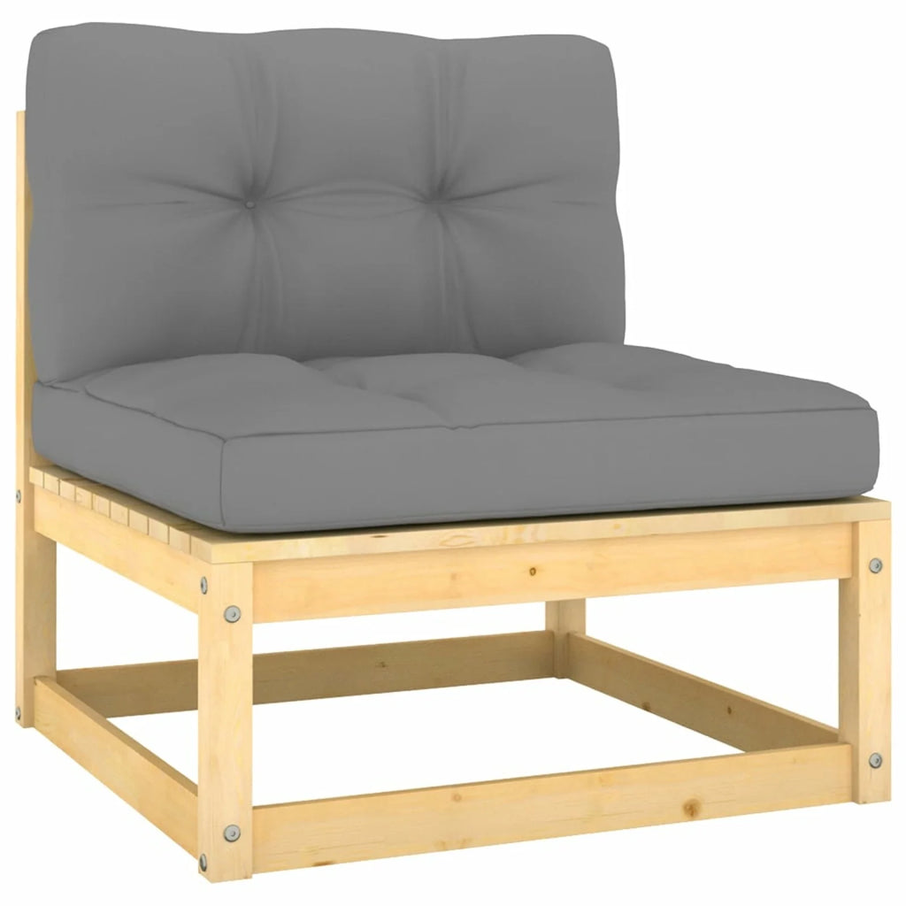12 Piece Gray Cushion Pinewood Patio Lounge Set D5523