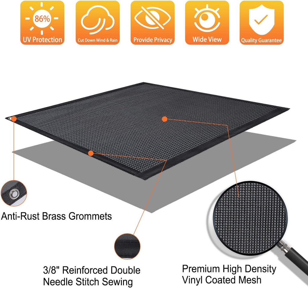 Black Mesh RV Awning Sun Shade Screen with Zipper 14' x 9' C675