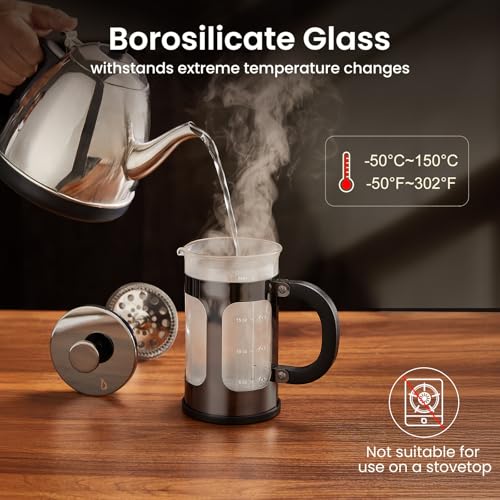 1 Liter French Press Coffee Maker Borosilicate Glass Stainless Steel L891