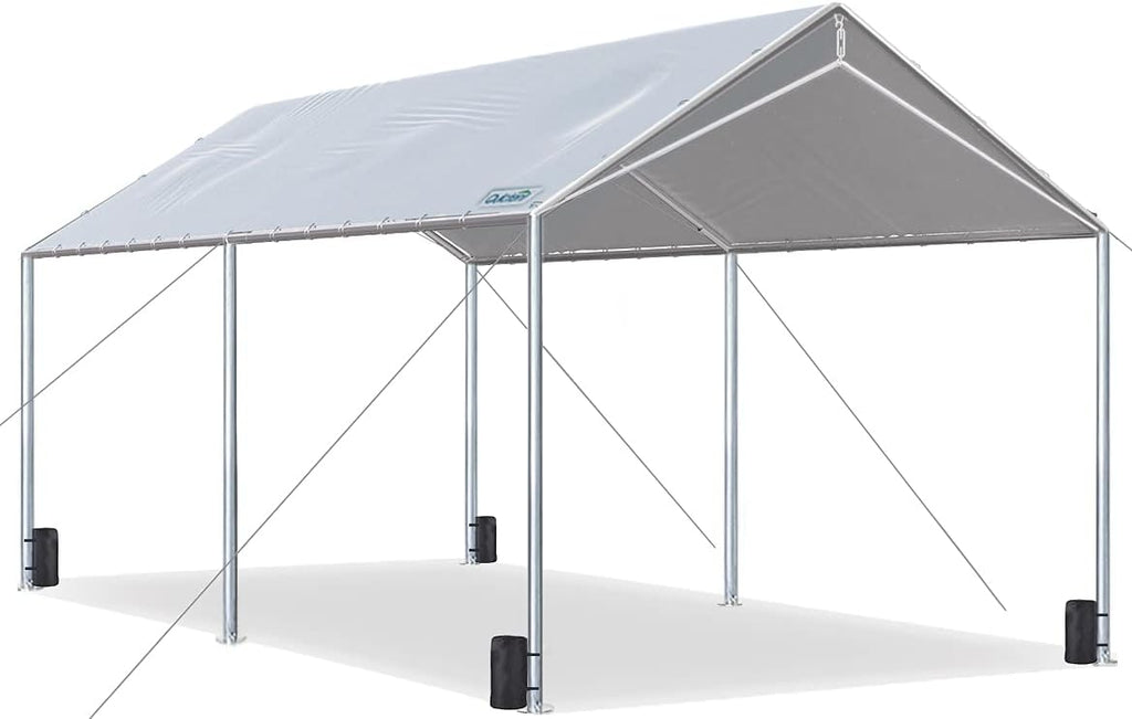 10X20ft Heavy Duty Carport Car Canopy Party Tent with 3 Reinforced Steel Cables W72312