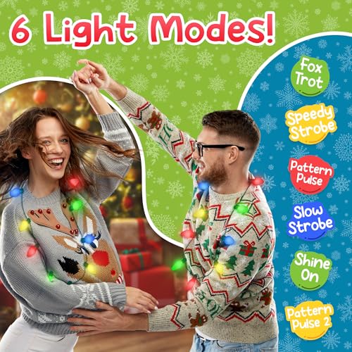 4 Pack LED Light Up Christmas Bulb Necklace Y518187