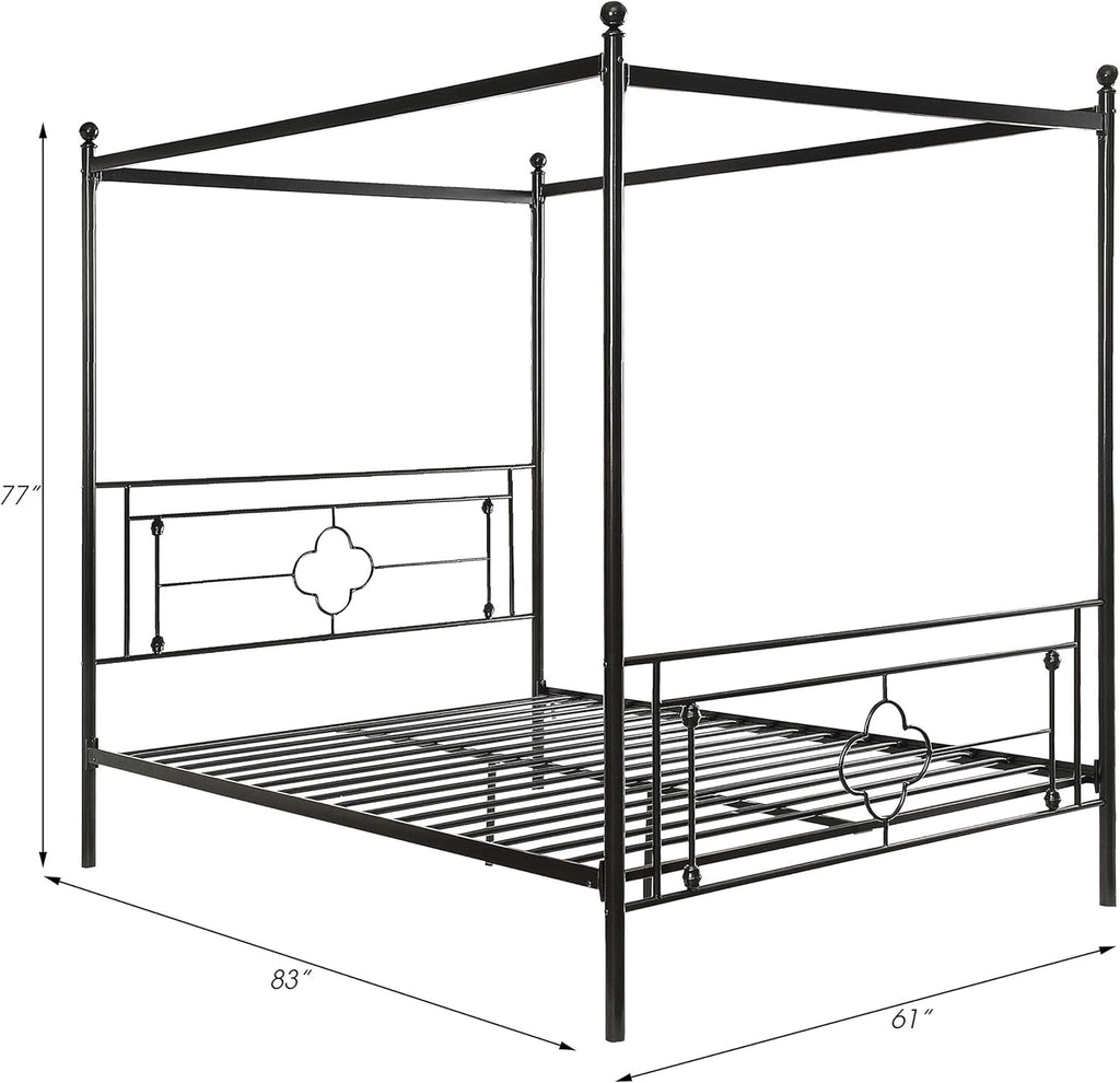 Queen Black Metal Canopy Bed L971