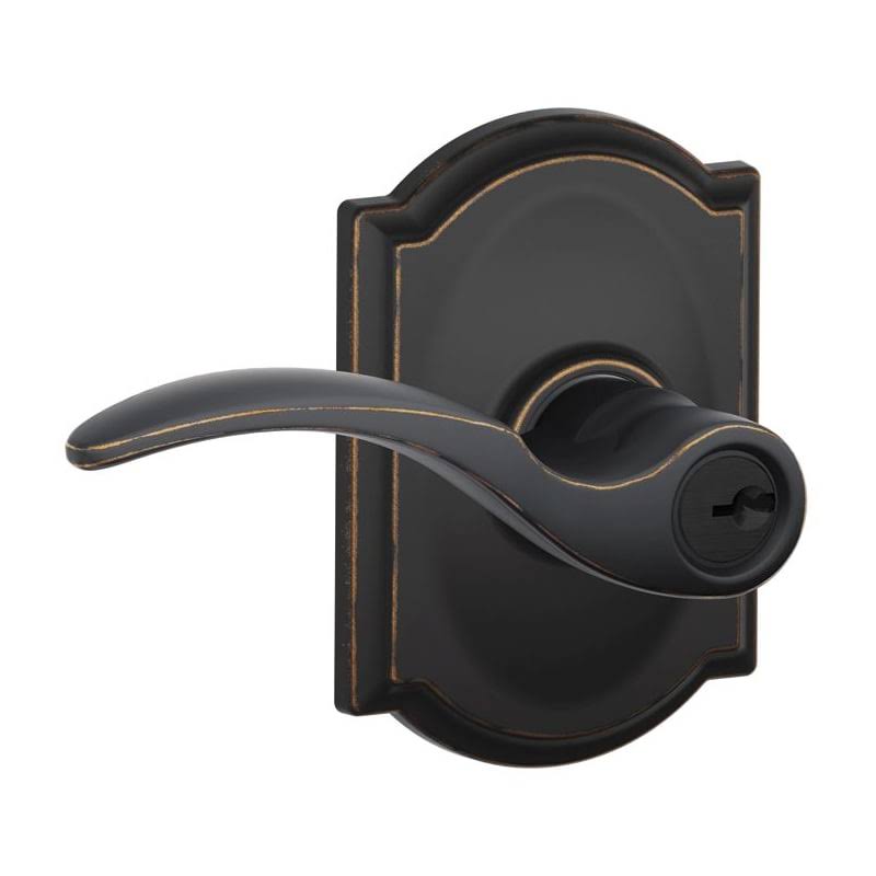 De Aged Bronze Keyed Entry Door Lever Set H15730