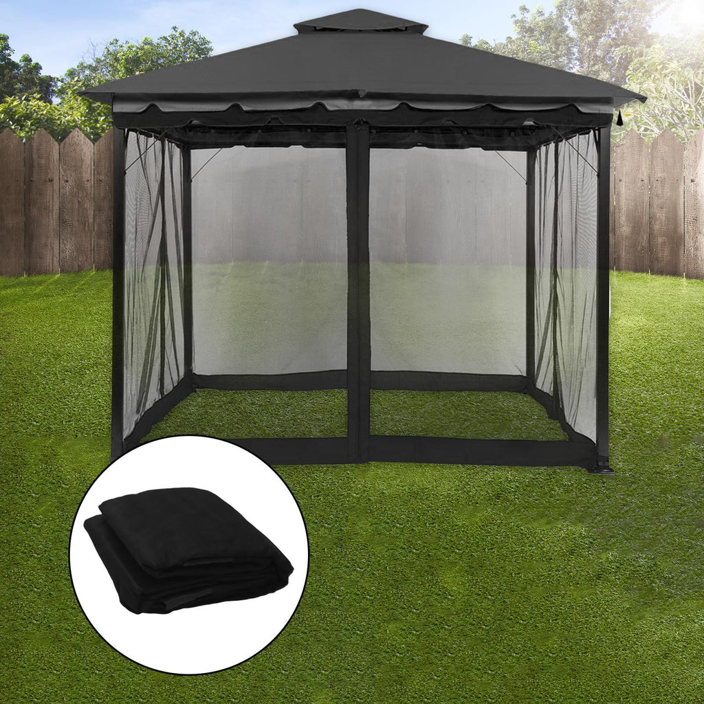 10x10FT Louvered Pergola Gazebo Netting Y93078