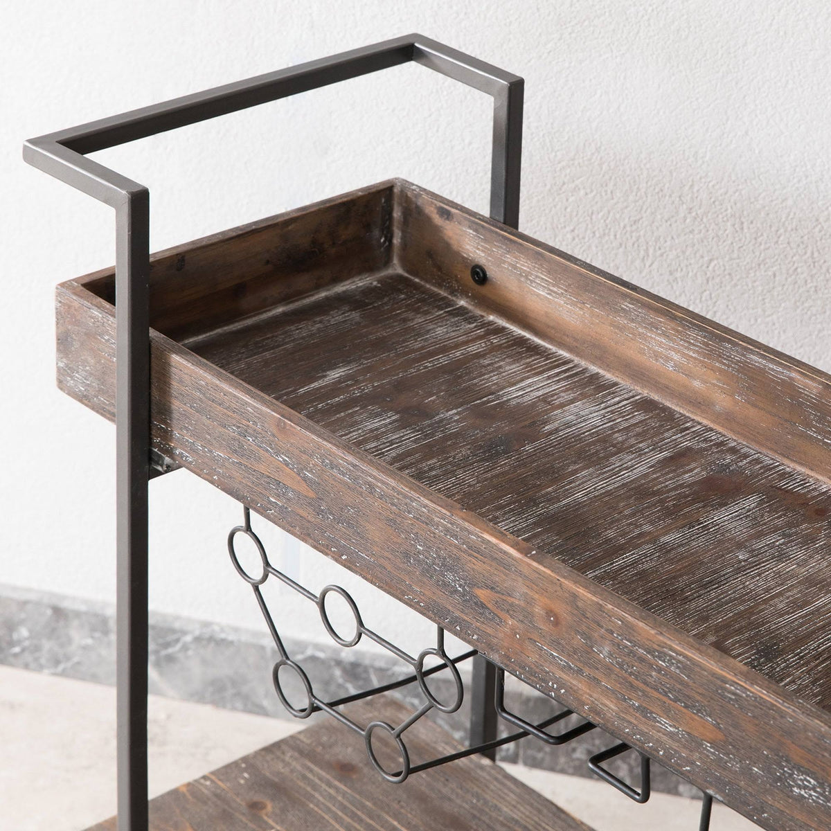 Black Wheeled Bar Cart V24609