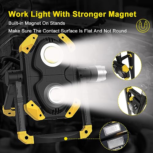 2 Pack Magnetic 6000 Lumen Rechargeable Folding Waterproof Led Work Light Y142322