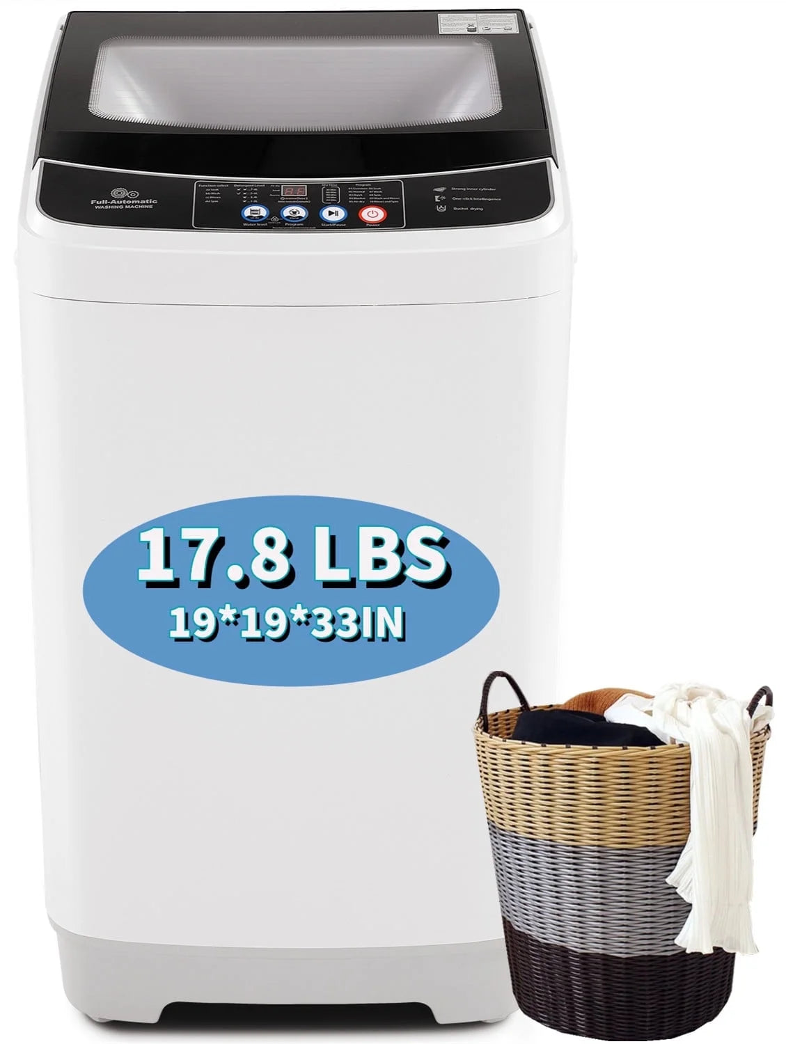 17.8 lbs Fully Automatic Compact Washer and Dryer Combo with Glass Top Z62202