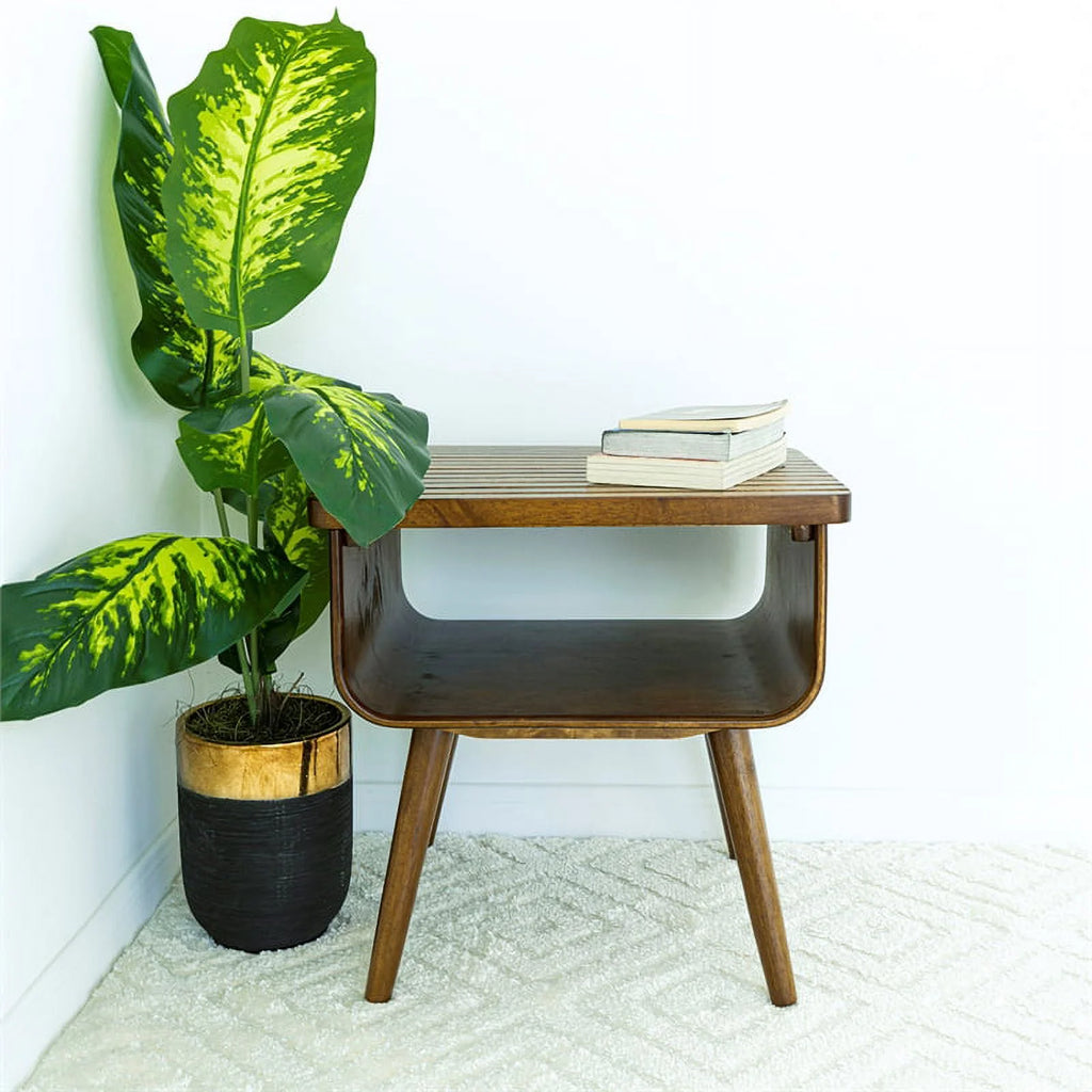 Mid-Century Solid Wood Rectangular End Table A79128