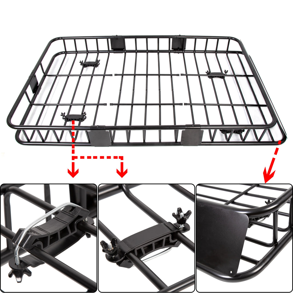 67" Expandable Car Top Roof Rack Cargo Basket Carrier S111989