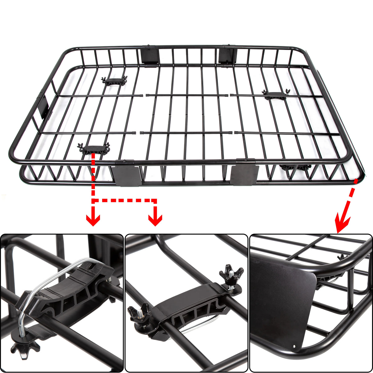67" Expandable Car Top Roof Rack Cargo Basket Carrier S111989