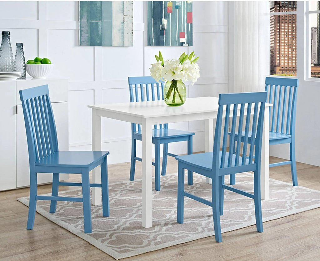 5-Piece White Powder Blue Dining Set C519