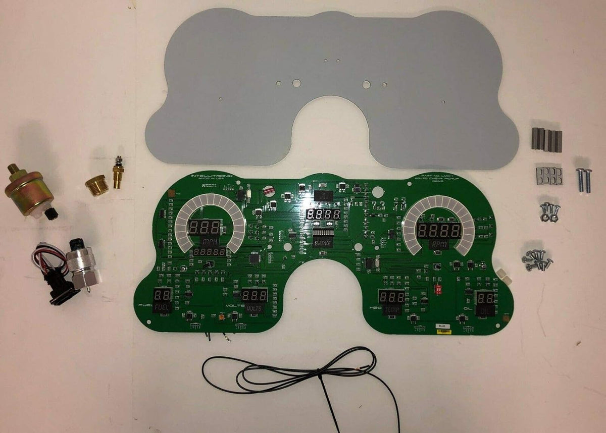 67 - 72 Chevy Truck Dash Panel Replacement Gauge with Bright Green LEDs M618
