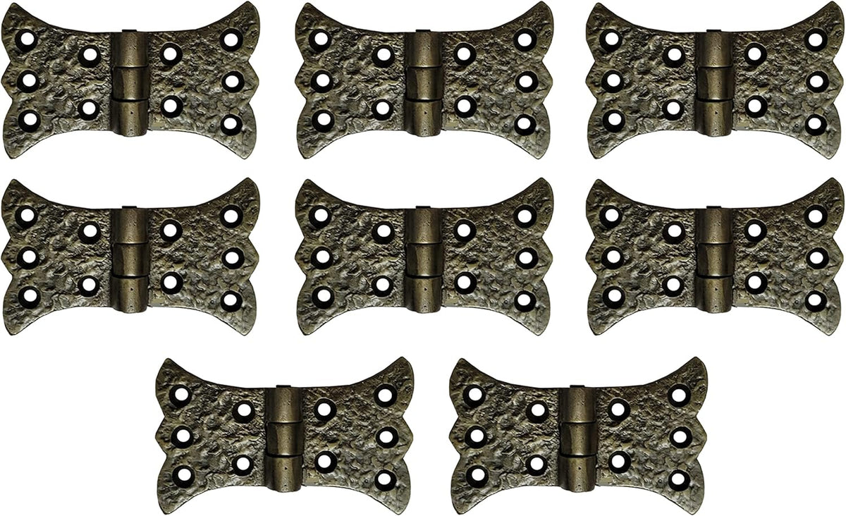 Antique Cast Iron Cabinet Butterfly Hinges (2 Pack, Green Patina) W5887