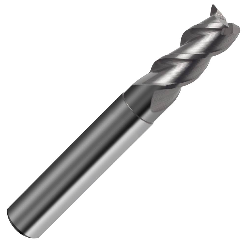 16mm Carbide End Mill, 3 Flute, 45° Helix, Bright Uncoated, 26mm LOC, 44mm Reach G99931