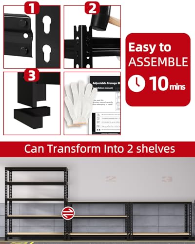 2 Pack 5 Tier Heavy Duty Adjustable Metal Storage Shelves N118730
