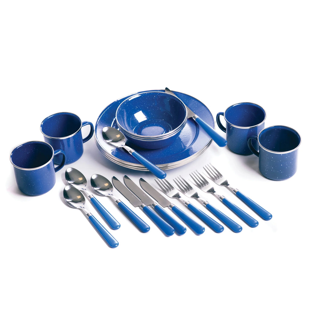 24 Piece Enamel Camping Tableware Set X68576