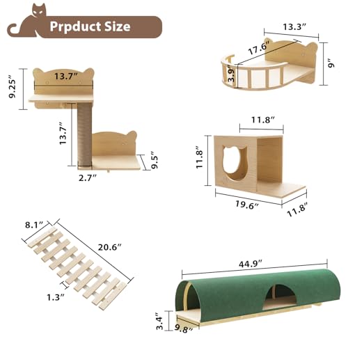 16 Pcs Wall Mounted Cat Shelves with Bed and Scratching Post A515407