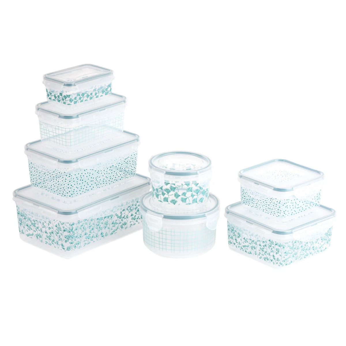 16-Piece Green Floral Food Storage Set F3425