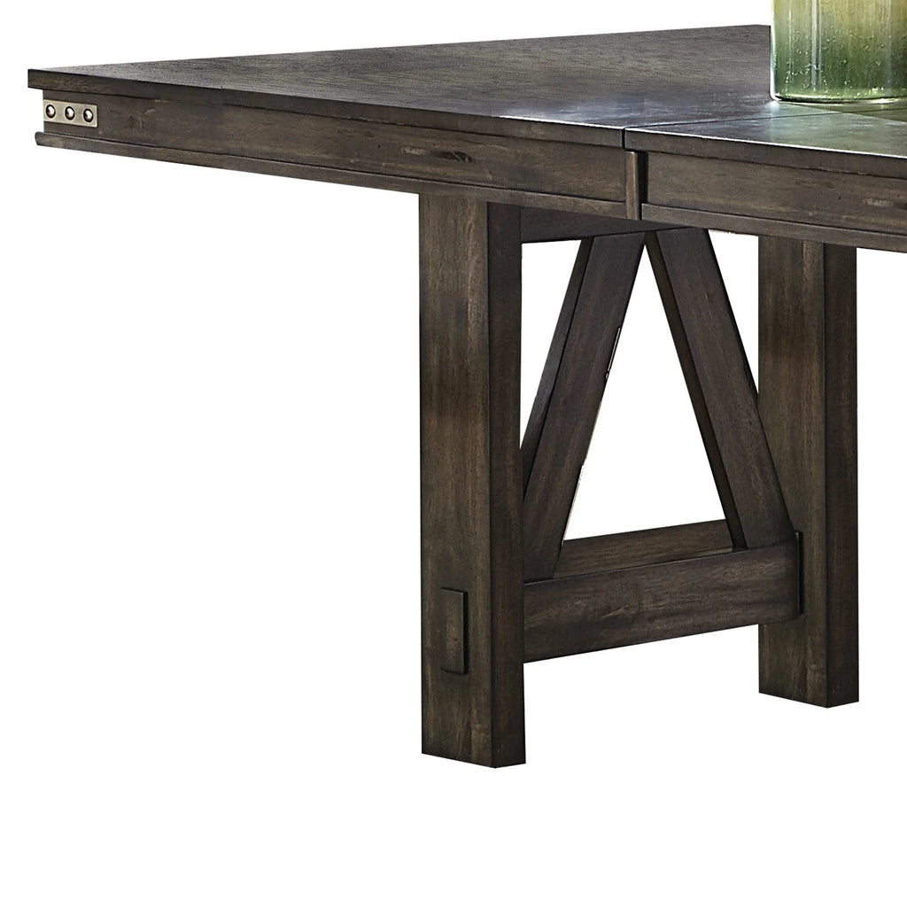 Brown 1pc Rubberwood Dining Table with Extension Leaf W5370
