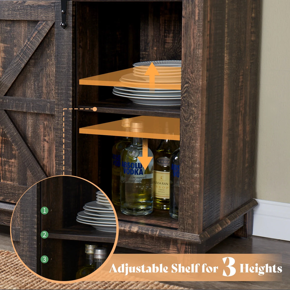 Dark Rustic Oak Kitchen Cabinet Z259547