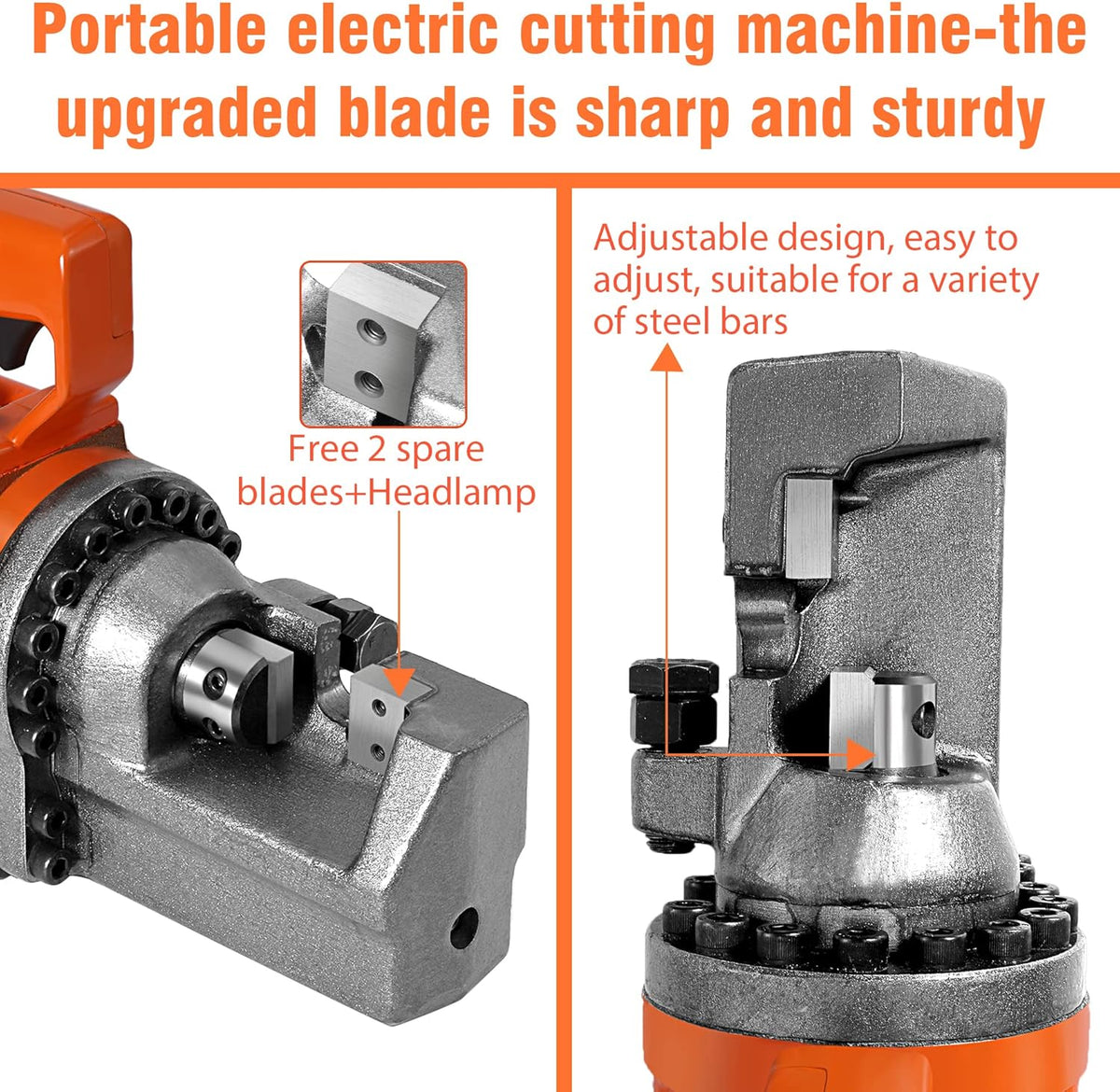 Electric Hydraulic Rebar Cutter, 1350W, Cutting up to 7/8 Inch 4-22mm #7 Rebar, with Replaceable Jaw Blades (AC 110V) T2773