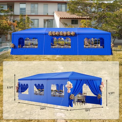 Black 10x30 Heavy Duty Party Tent with 8 Removable Sidewalls B40258