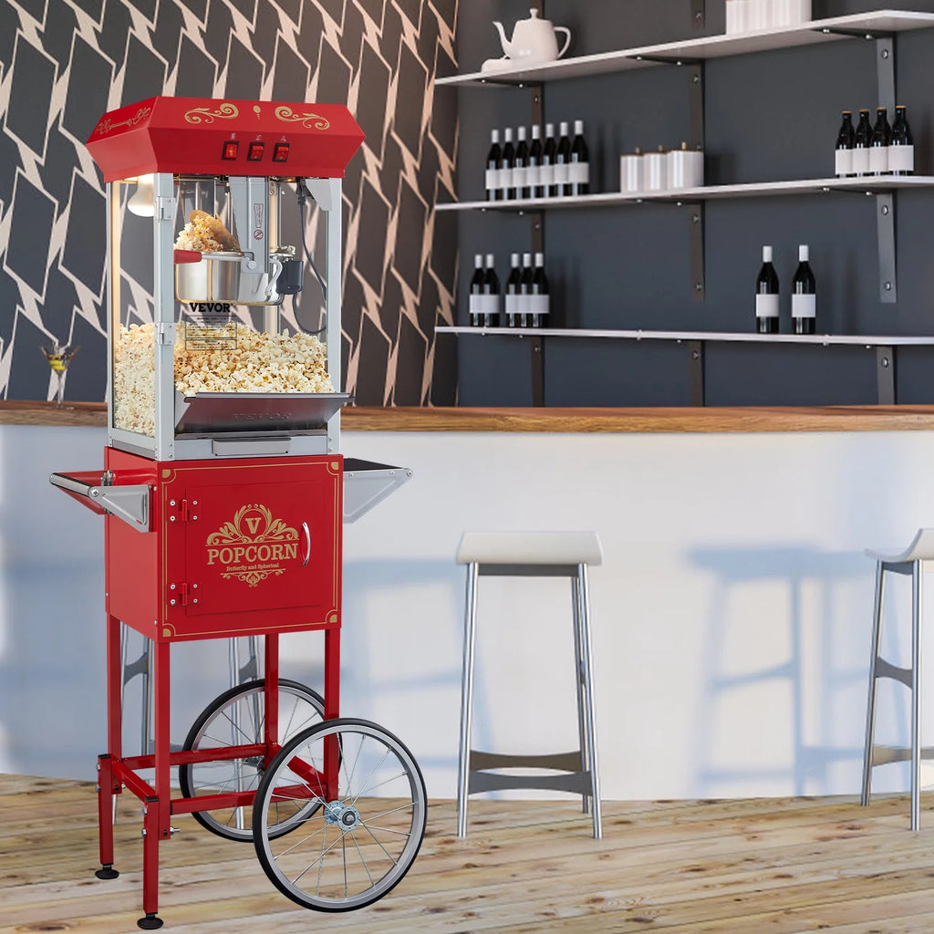 8 oz 48 Cups 850W Red Popcorn Maker Cart B131664