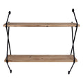 Industrial 2 Tier Metal Wire and Wood Wall Shelf M723