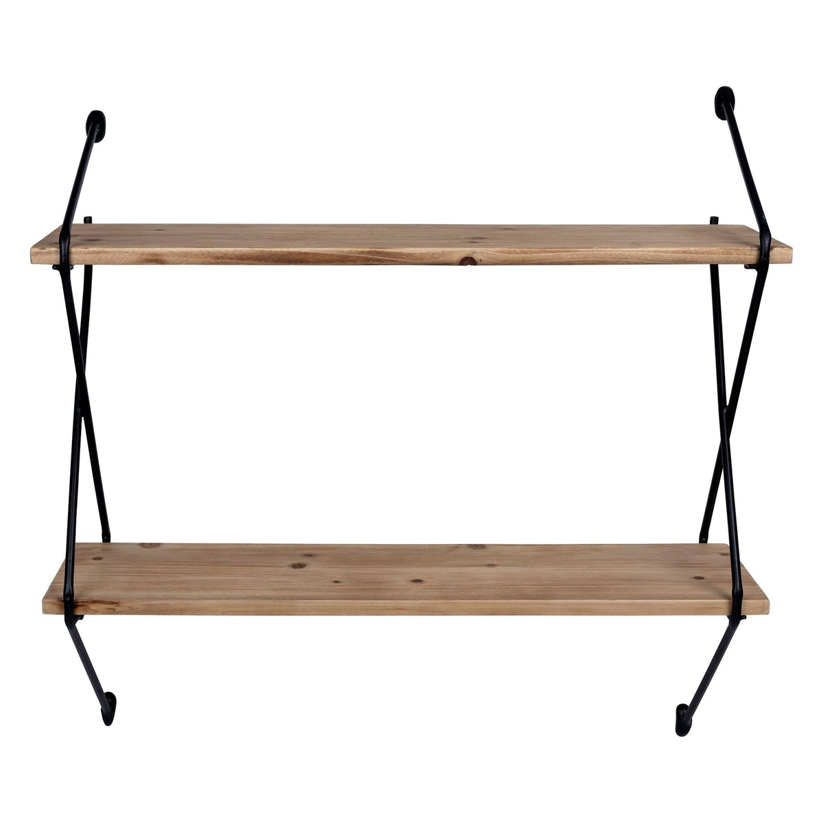 Industrial 2 Tier Metal Wire and Wood Wall Shelf M723