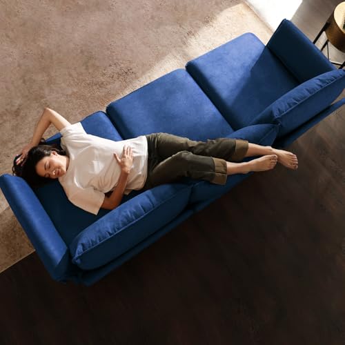 Blue Upholstered Deep Seat Sofa with Washable Cover D431474
