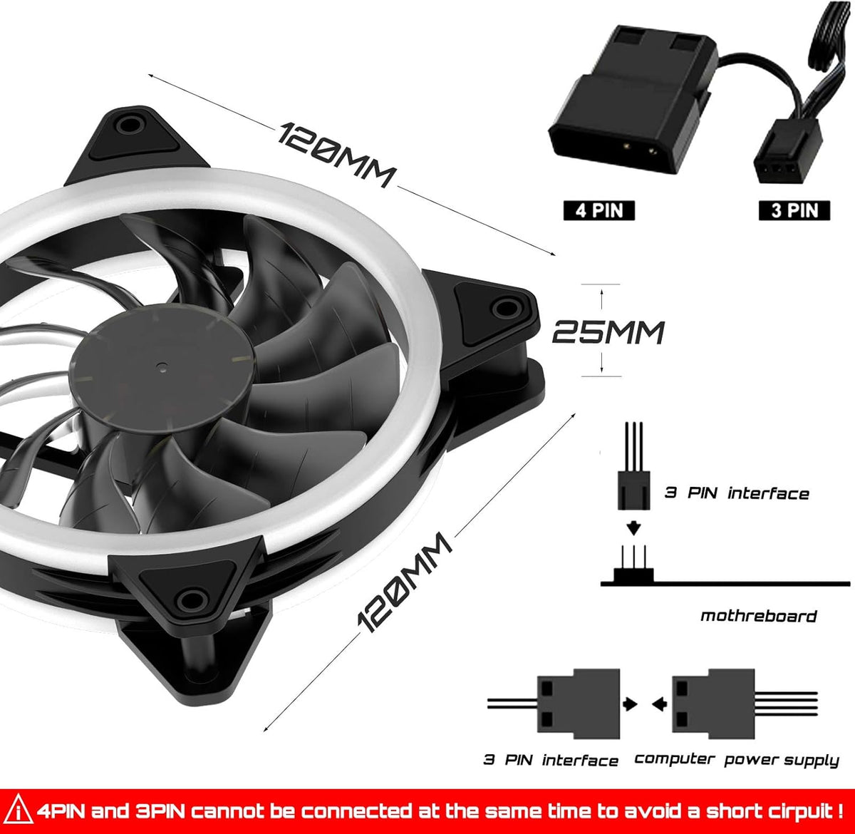 Triple Pack 120mm LED Silent Computer Case Fan F5394