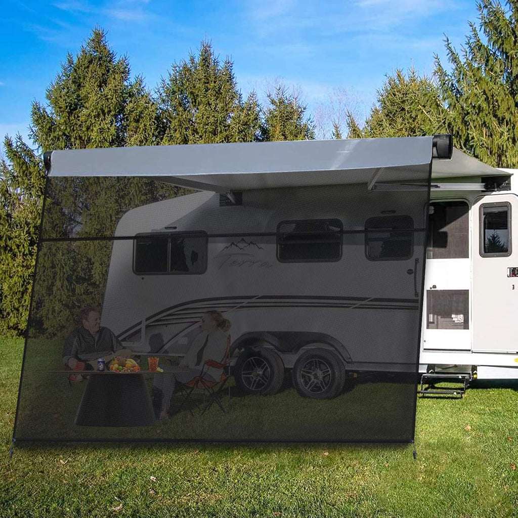 Black Mesh RV Awning Sun Shade Screen with Zipper 14' x 9' C675