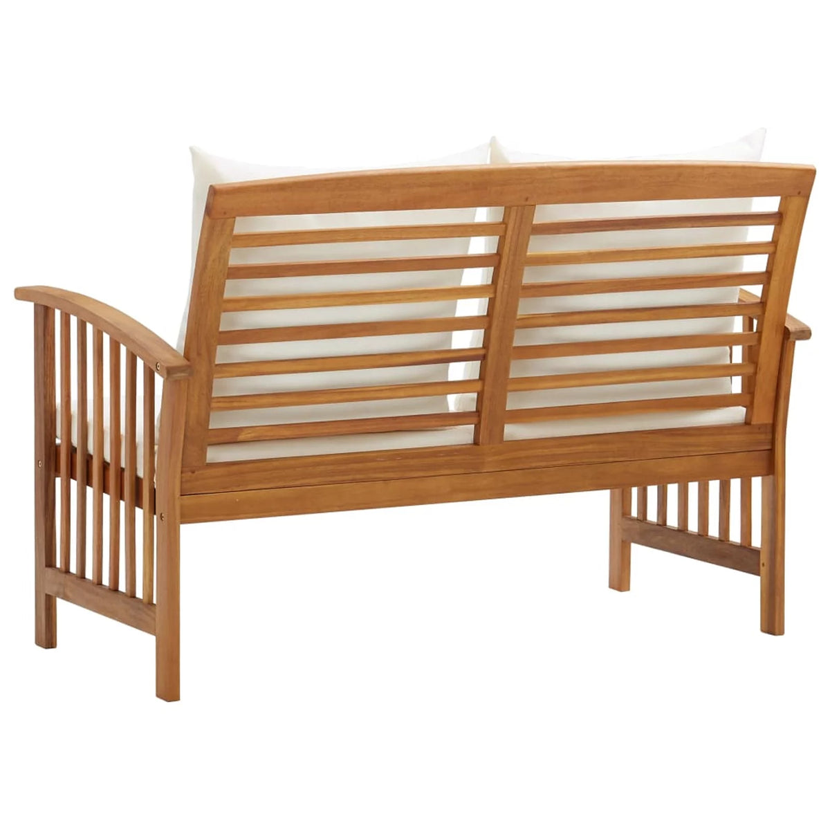 Cream White Cushion Acacia Wood Garden Bench A486