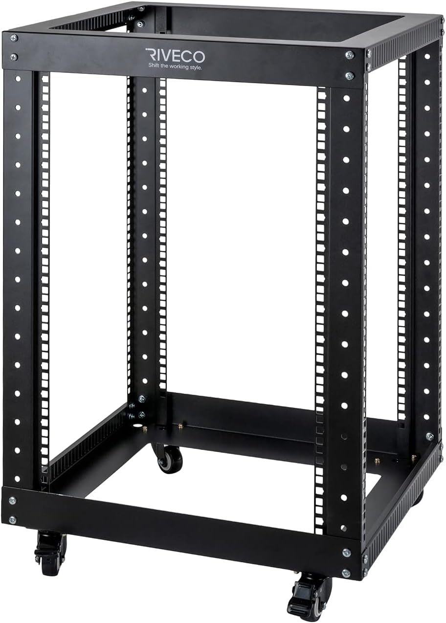 9U Open Frame Server Rack with Casters Black F1961