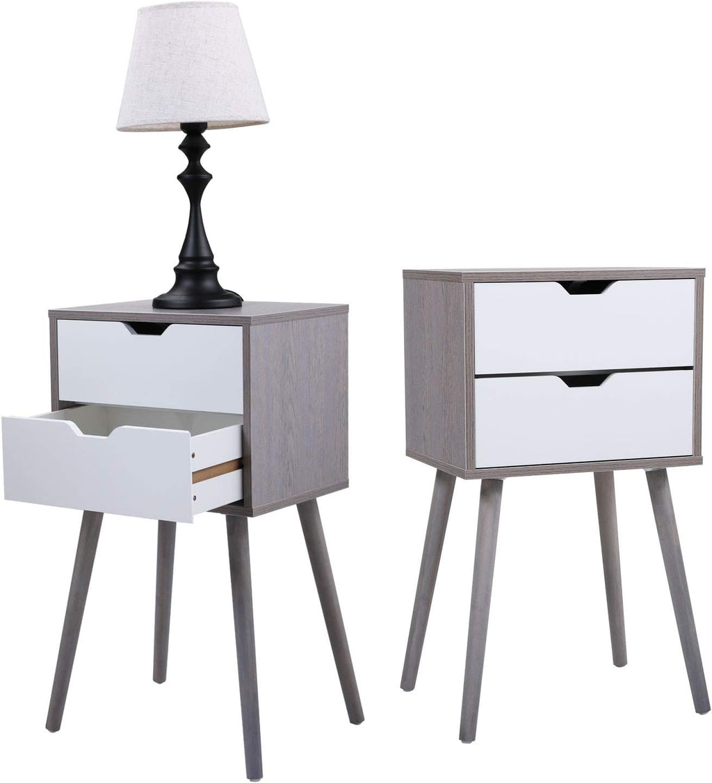 Set of 2 Blue 2 Drawer Wood Nightstand O499677