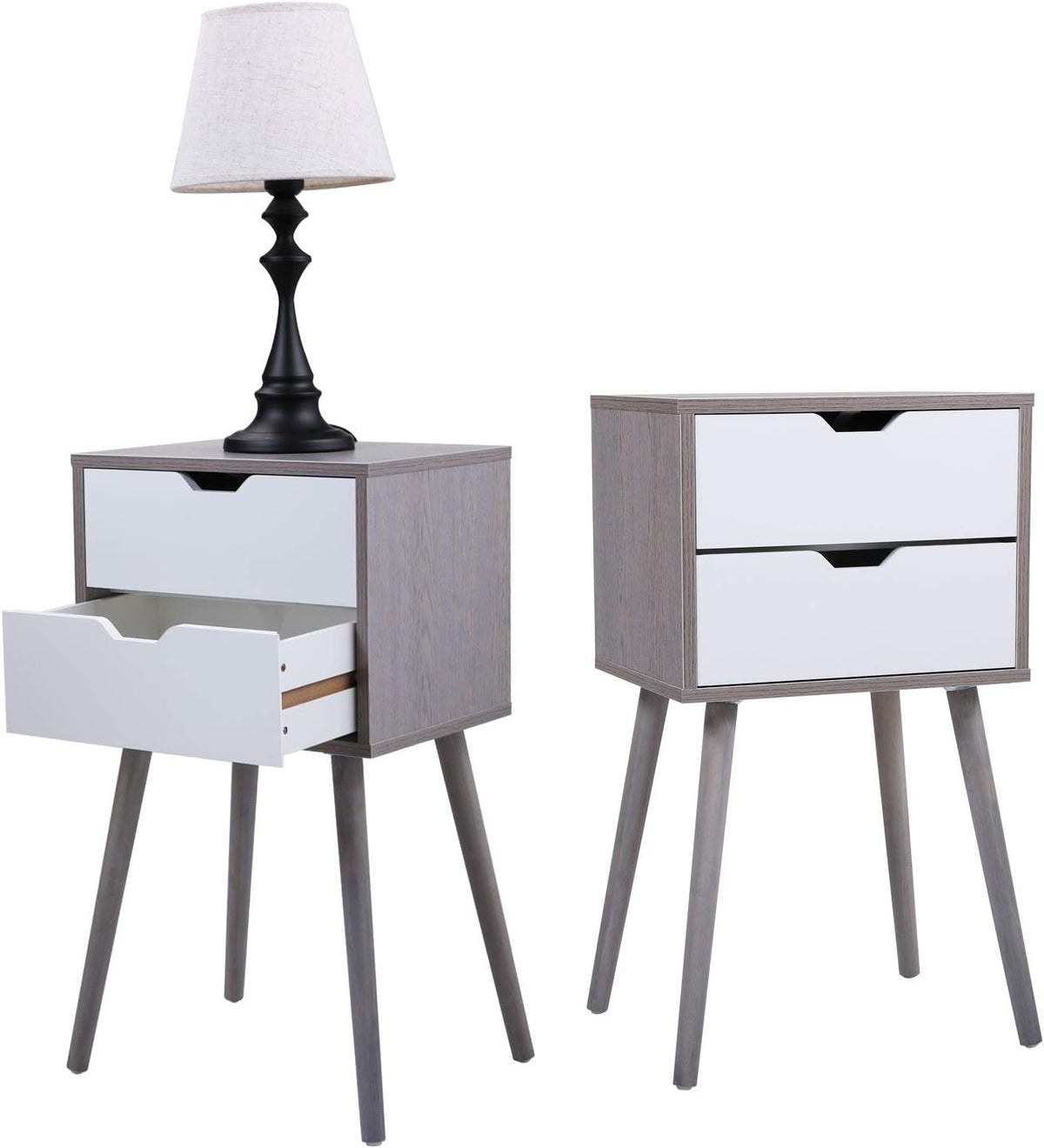 Set of 2 Blue 2 Drawer Wood Nightstand O499677