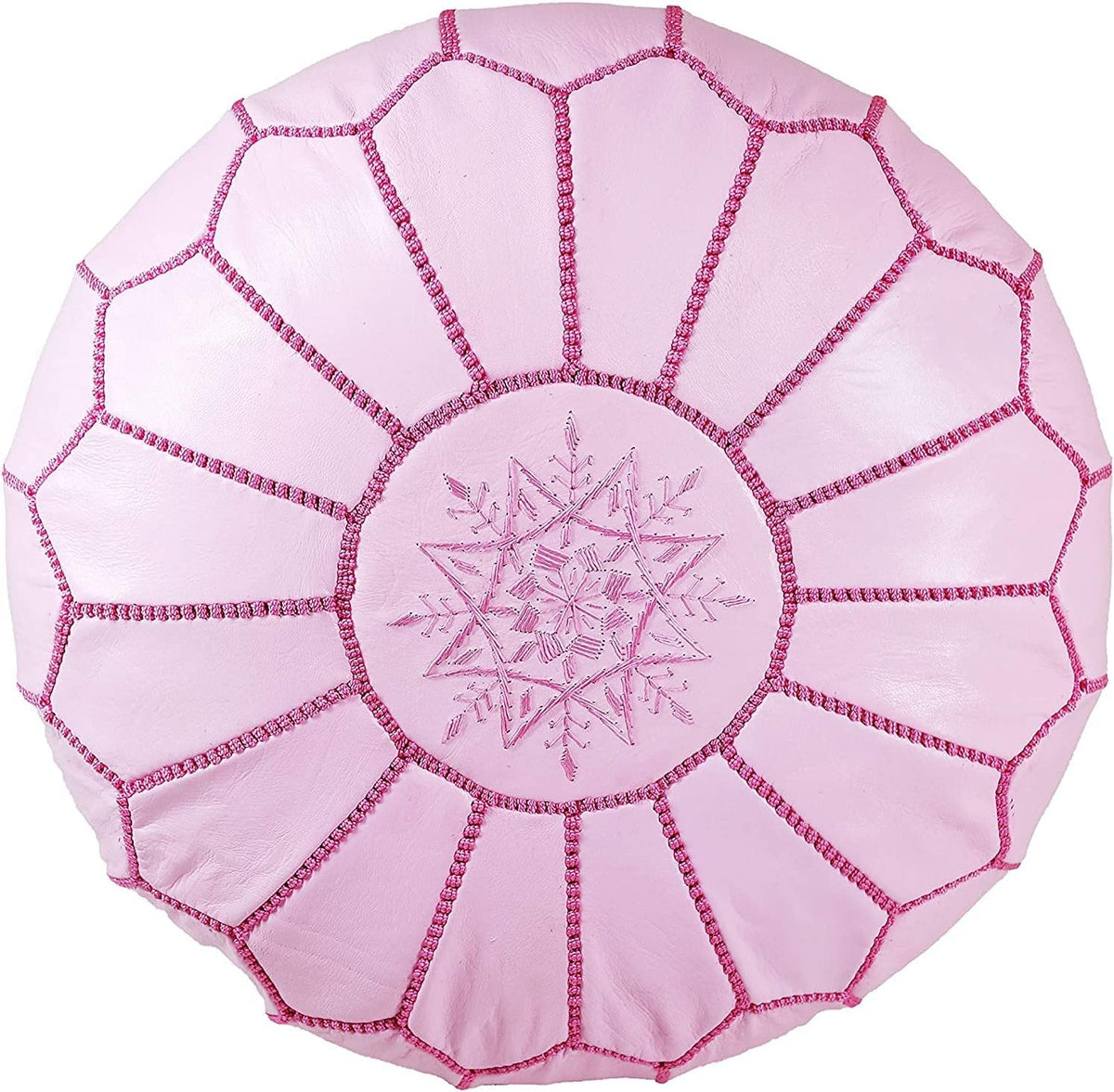 Round Moroccan Pouf Cover Genuine Leather Hand Stitched R415
