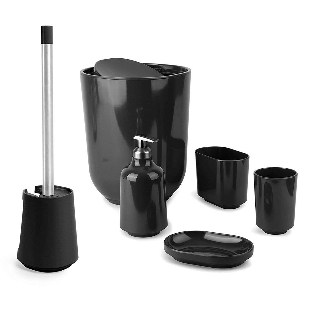 Black Step Waste Can with Lid W37782