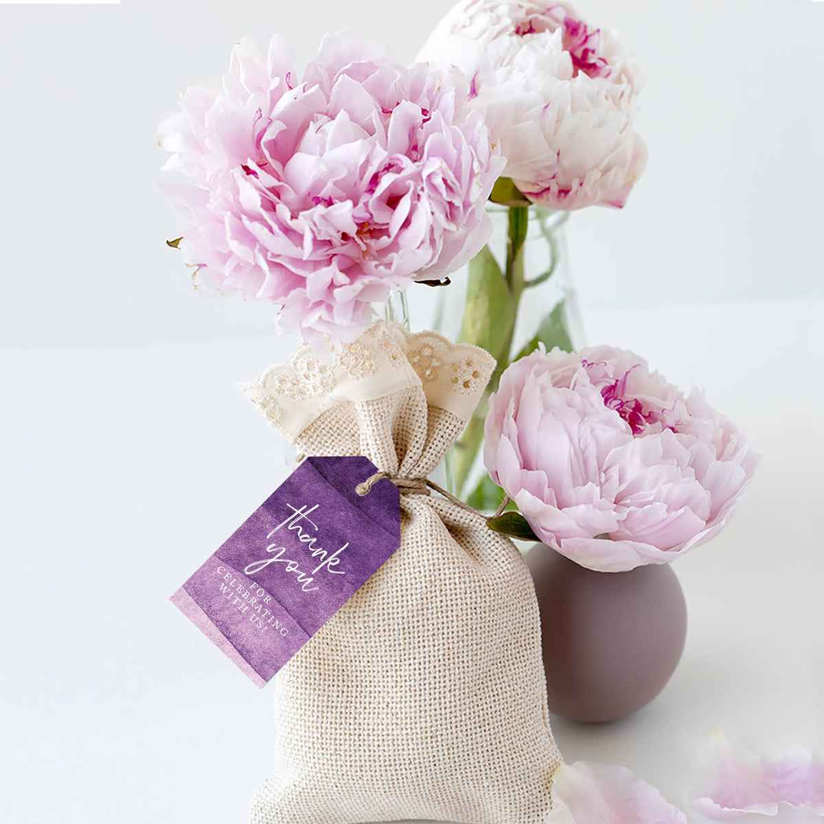 Purple Watercolor Cardstock Gift Tags with Bakers Twine, 100-Pk J871848