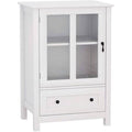 Buffet Storage Cabinet with Glass Panel Doors and Adjustable Shelf B8142
