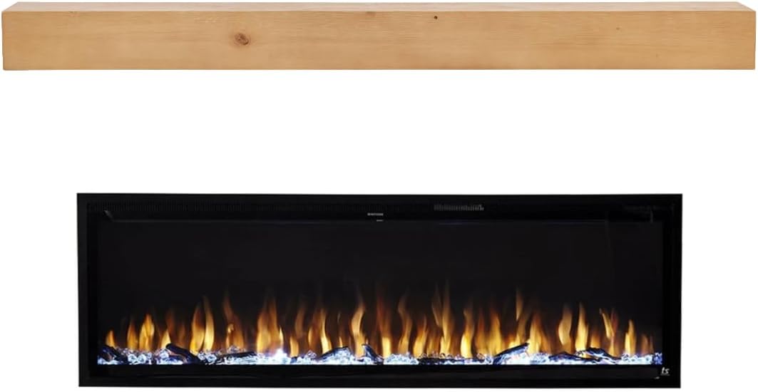 60 Inch Smart Electric Fireplace and 72 Inch Natural Finish Wood Mantel Bundle F5352