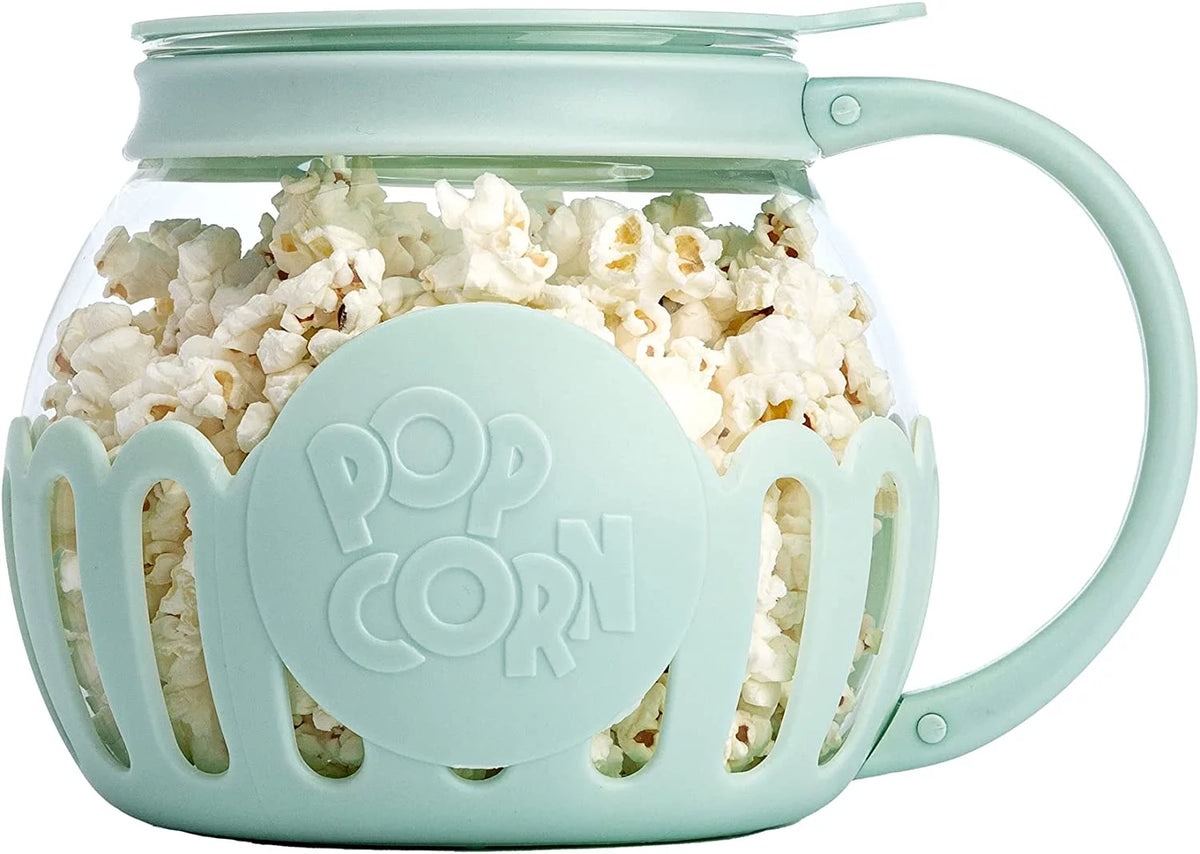 Aqua Borosilicate Glass Microwave Popcorn Popper, 1.5 Quart P73964