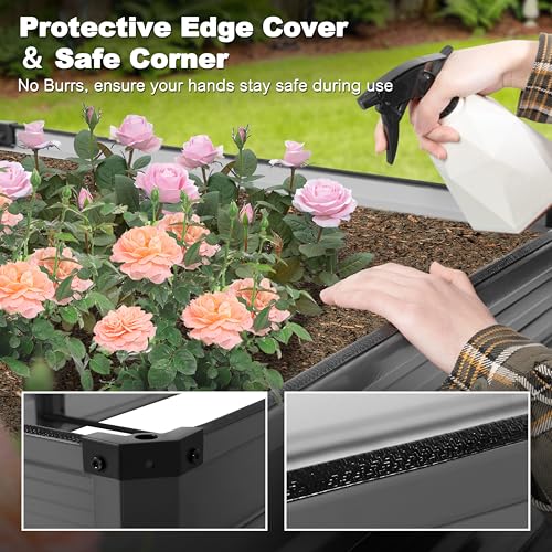 6x3x1ft Galvanized Metal Raised Garden Bed Dark Gray I1928