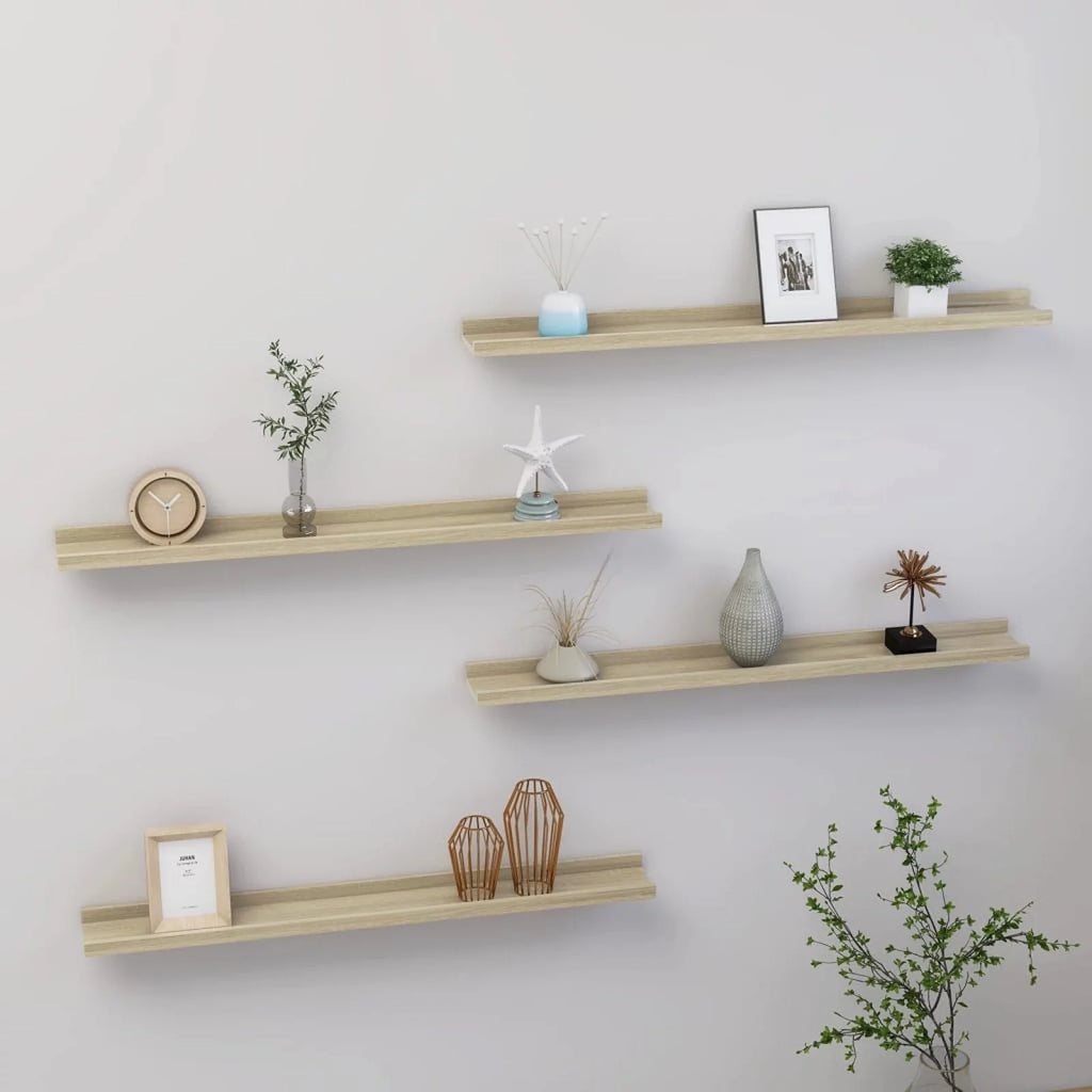 4 Piece MDF Floating Shelves Sonoma Oak F676