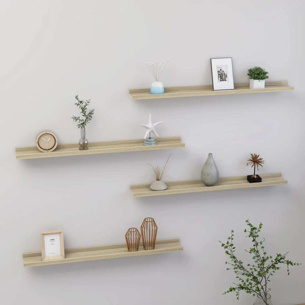 4 Piece MDF Floating Shelves Sonoma Oak F676