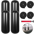 4 New Ribbed Boat Fenders 10" X 28" Black Center Hole Bumpers W925